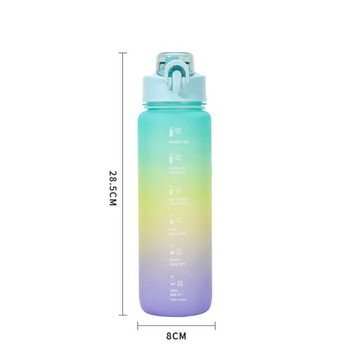 LeiGo Trinkflasche 1000ML Trinkflasche, Wasserflasche, Auslaufsicher, Sportflasche, Wasserflasche mit Strohhalm und Trinkflasche mit Zeitstempel