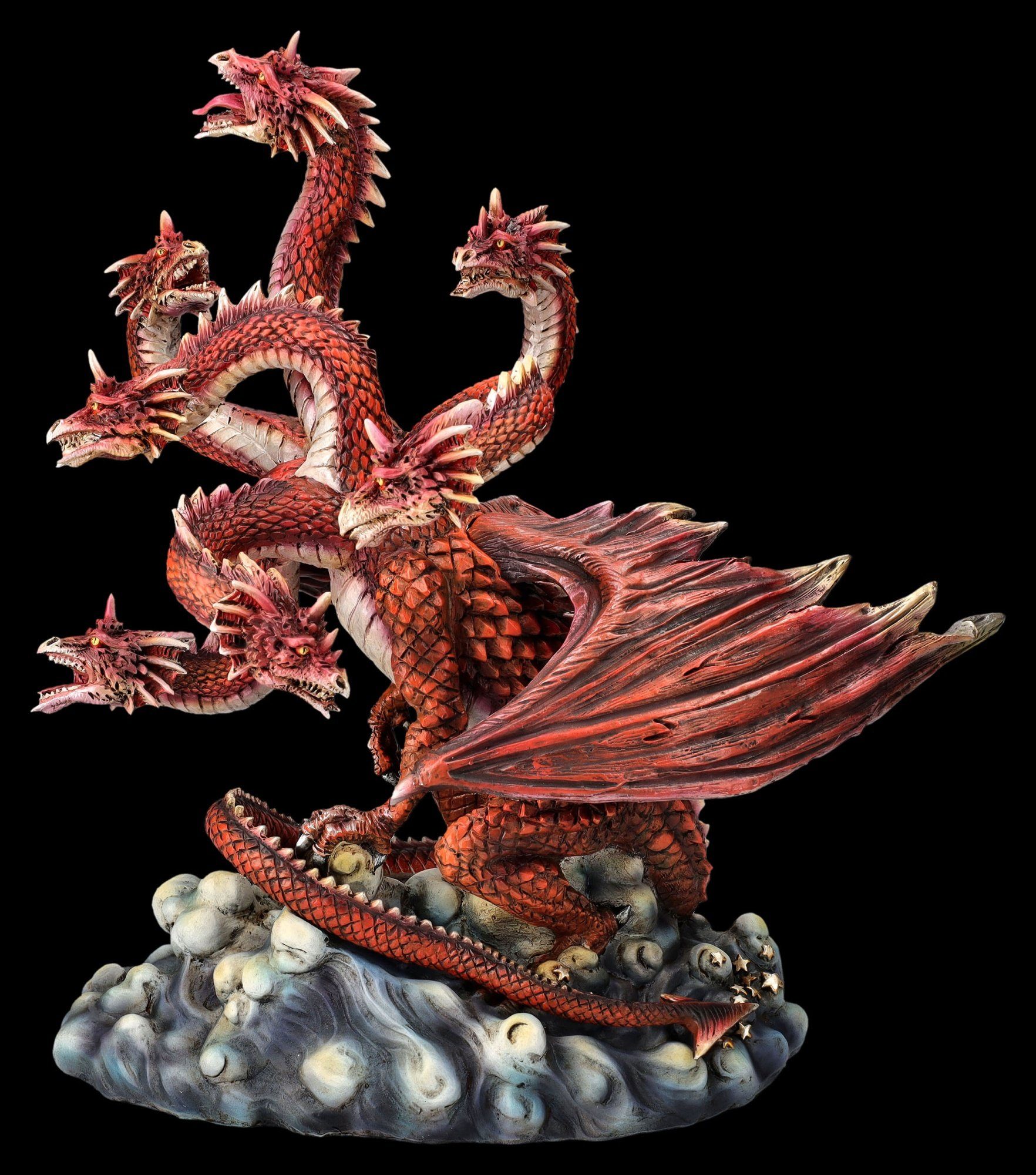 Dekofigur - mit Fantasy Figur sieben Deko - Shop Drachen Dekofigur Köpfen GmbH Rote Figuren Hydra