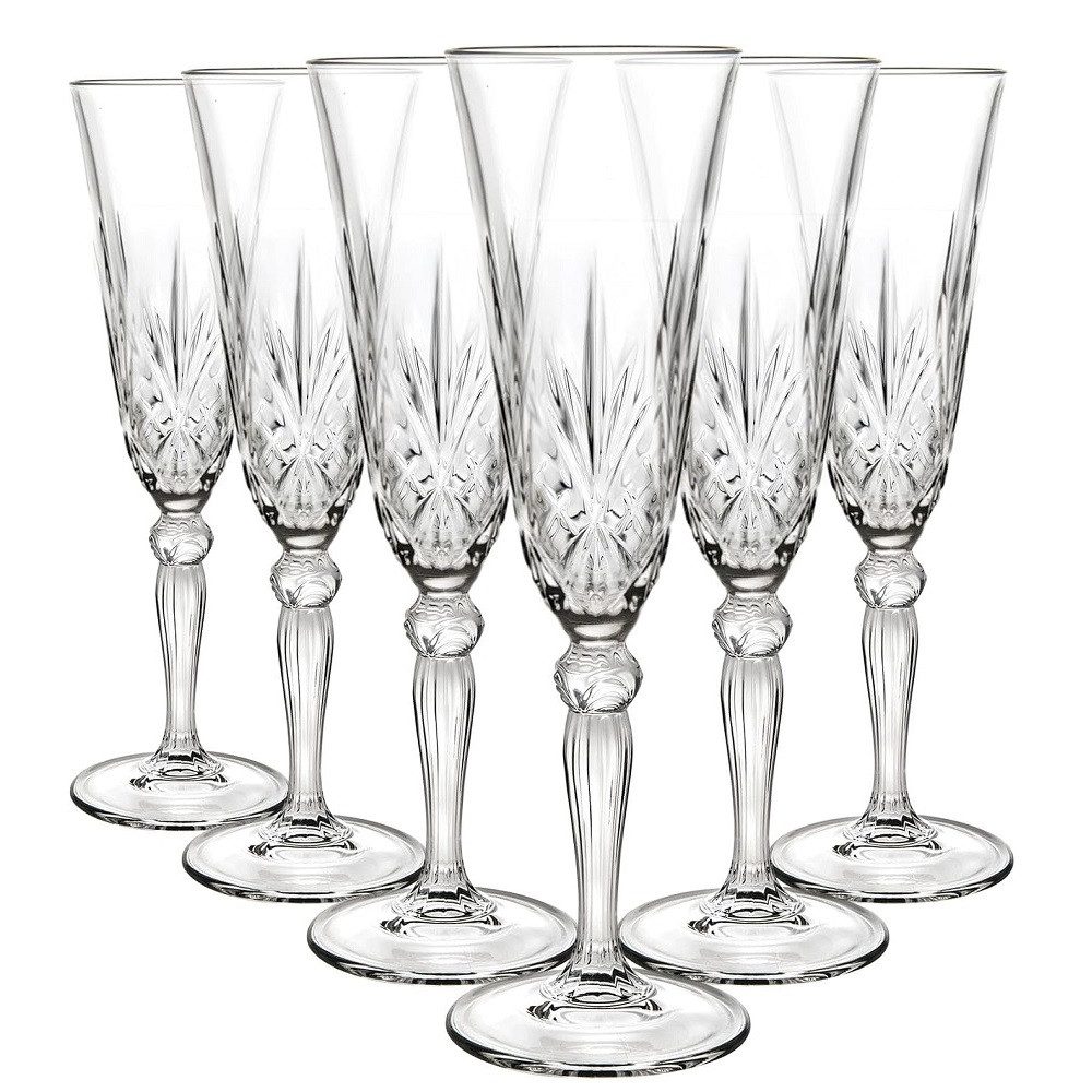 Der Porzellan-Laden Sektglas Der-Porzellan-Laden by RCR Melodia Champagnerkelch 160 ml 6er Set, Kristallglas