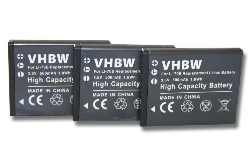 vhbw kompatibel mit Olympus VG-150, VG-160, VG150, VG160, X940 Kamera-Akku Li-Ion 500 mAh (3,6 V)