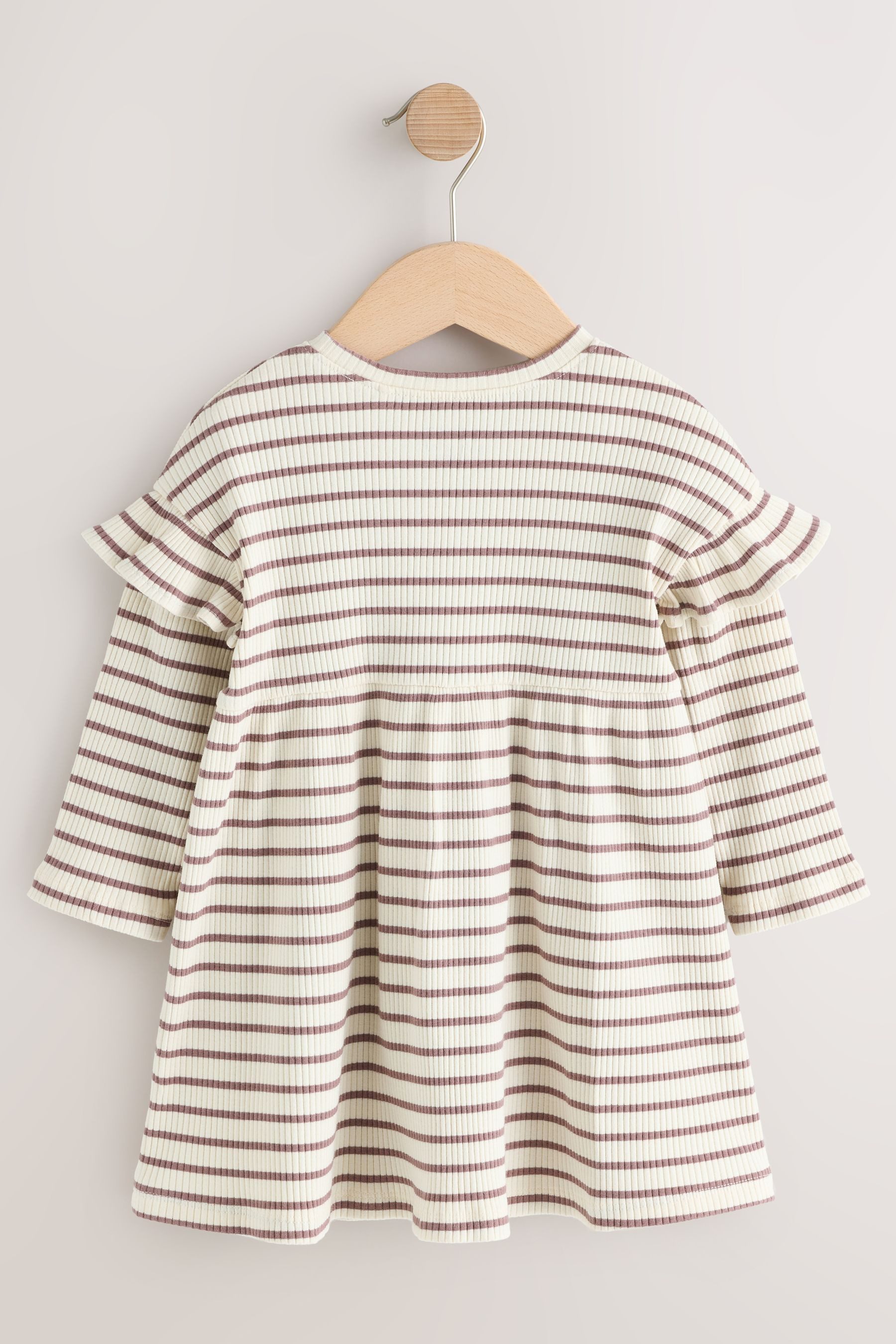 Next Shirtkleid 2 x Gerippte Kleider mit langen Rüschenärmeln (2-tlg)