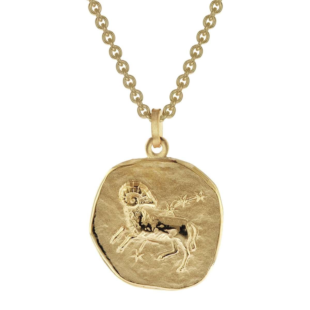 trendor Kette mit Anhänger 39070-04, Widder Sternzeichen Ø 20 mm Herren Gold auf Silber