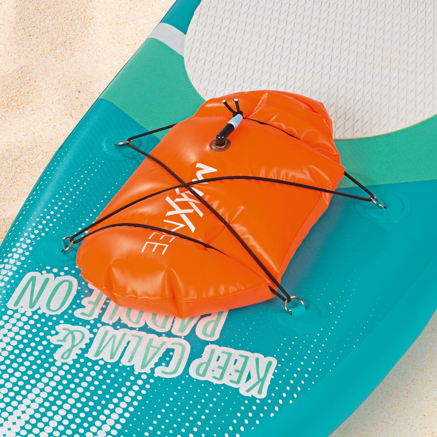 MAXXMEE Inflatable SUP-Board inkl. Stand-Up SUP Paddel türkis/weiß Paddle-Board up Komplett 110 Set Zubehör, Stand Board Paddling cm, 300 kg