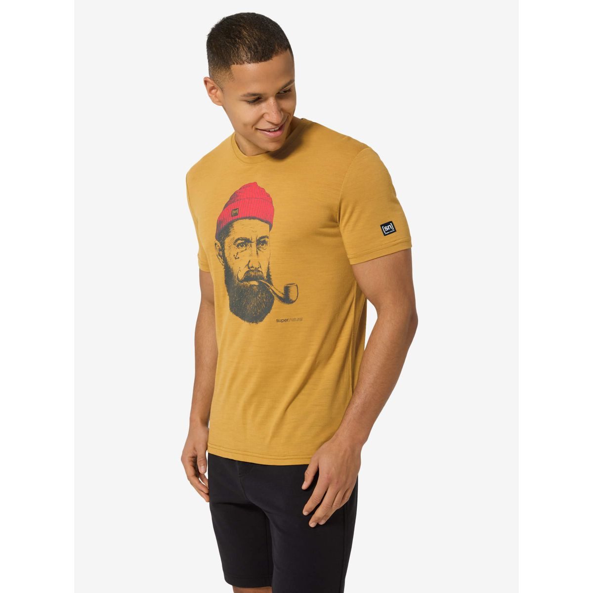 SUPER.NATURAL Kurzarmshirt M SN Sailor Tee Leichtes Merino T-Shirt mit maritimem Print, ideal für Alltag