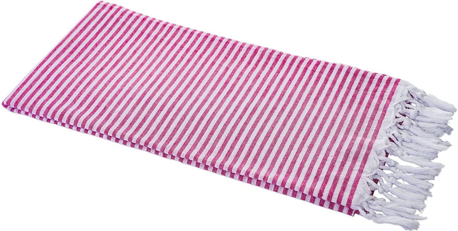 sehr leichtes Hamam Streifen Pestemal Strandtuch, Fouta extrem Backpacker Handtuch x Baumwolle cm Carenesse 90 (1-St), für 180 Hamamtuch leichtes Handtuch Packmaß kleines pink