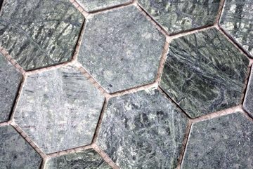 Mosani Mosaikfliesen Marmor Mosaik Fliese Naturstein Hexagon grün anthrazit Steinoptik