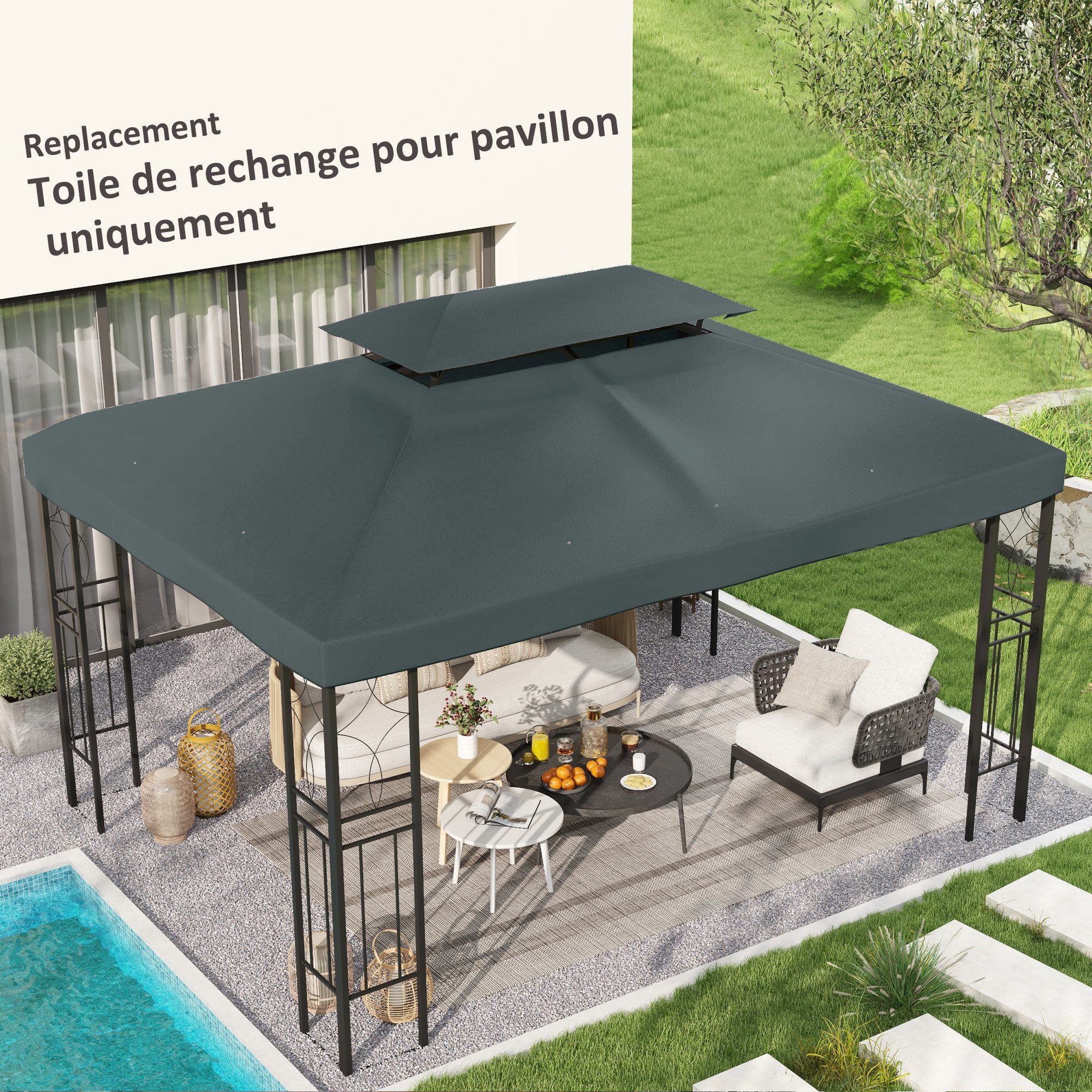 Outsunny Pavillon-Ersatzdach 3 x 4 m, günstig online kaufen