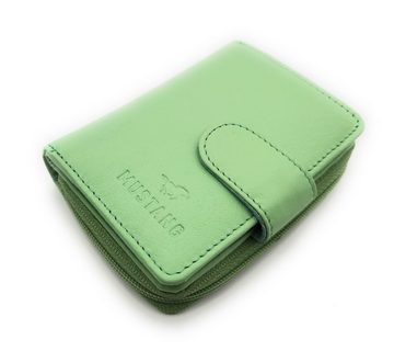 MUSTANG Mini Geldbörse kleines echt Leder Damen Portemonnaie mit RFID Schutz, Urlaubsbörse, mintgrün