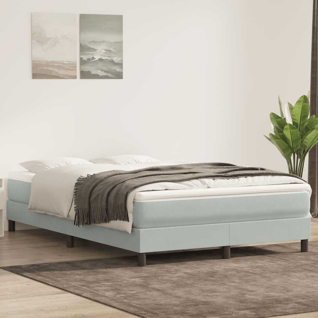 vidaXL Boxspringbett, Boxspringbett ohne Matratze Hellgrau 140x220 cm Samt günstig online kaufen