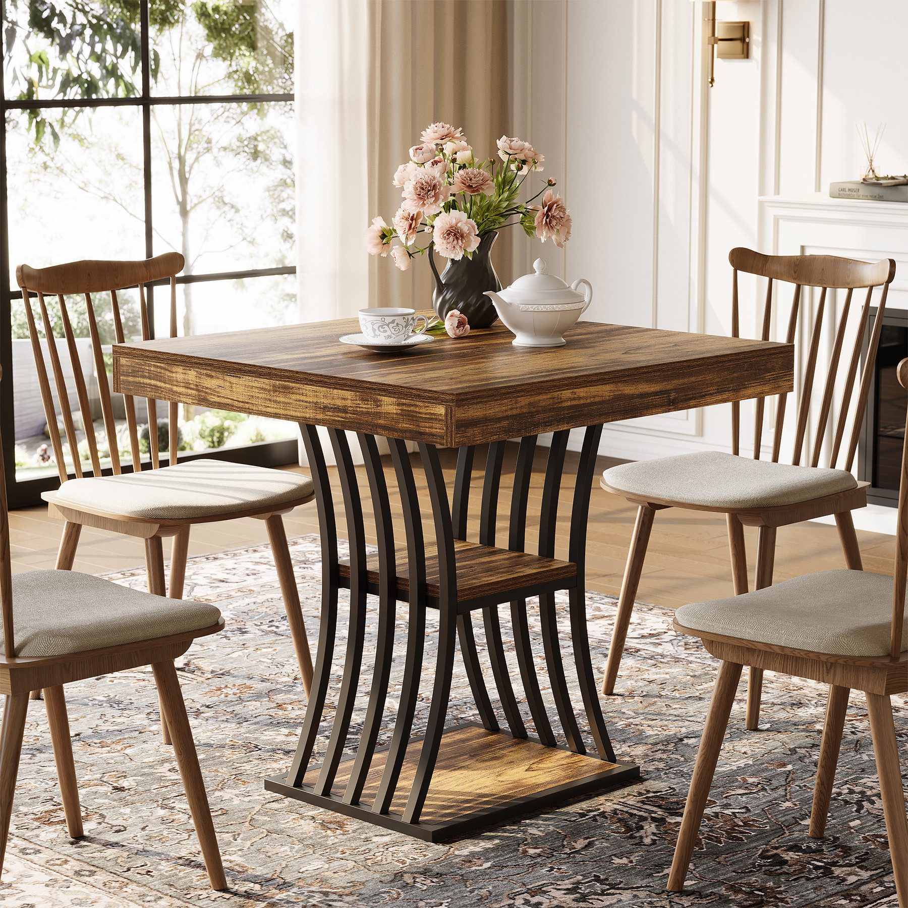 Tribesigns Esstisch für 4 Personen Industrie-Stil, günstig online kaufen