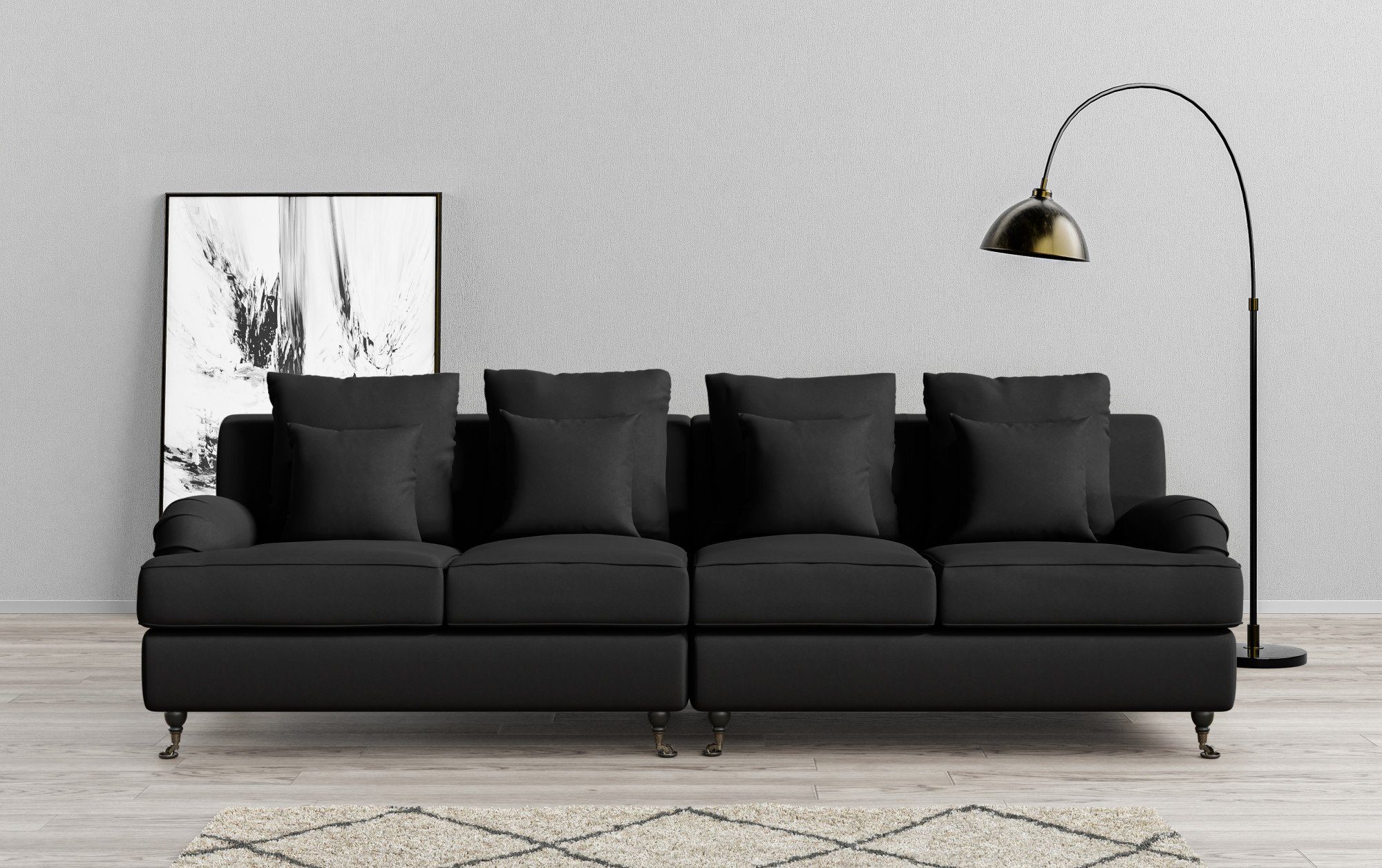 Home affaire Big-Sofa NORIN, zwei Fußarten: vorne - Rollen, hinten - Holzfüße