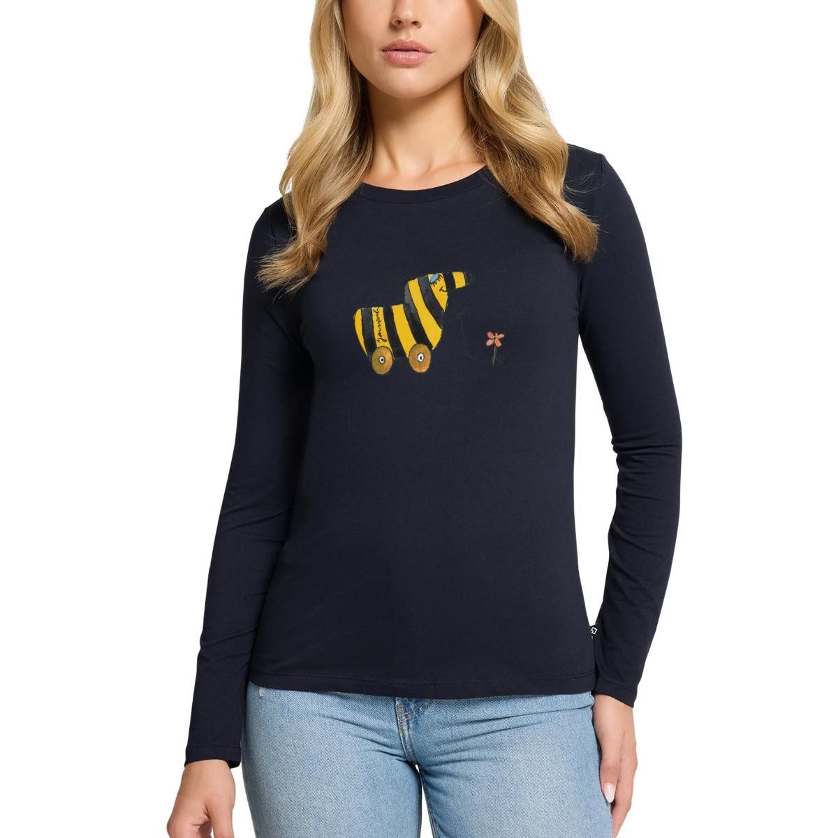 Spreadshirt T-Shirt Janosch Große Tigerente Mit Blume Premium Langarmshirt Damen (1-tlg)