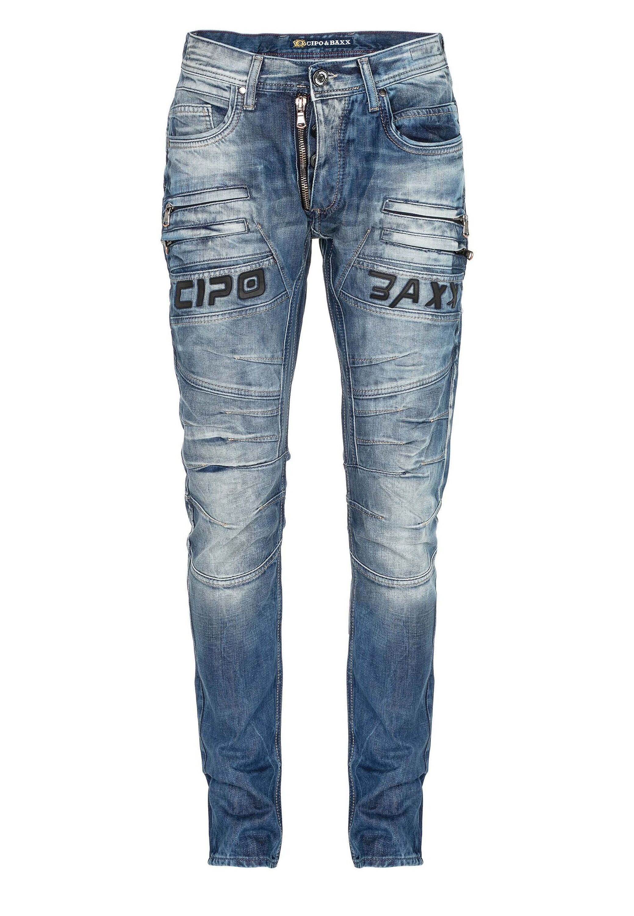 Cipo & Baxx Slim-fit-Jeans Jeans mit dekorativer Reißverschluss, CD-491 günstig online kaufen