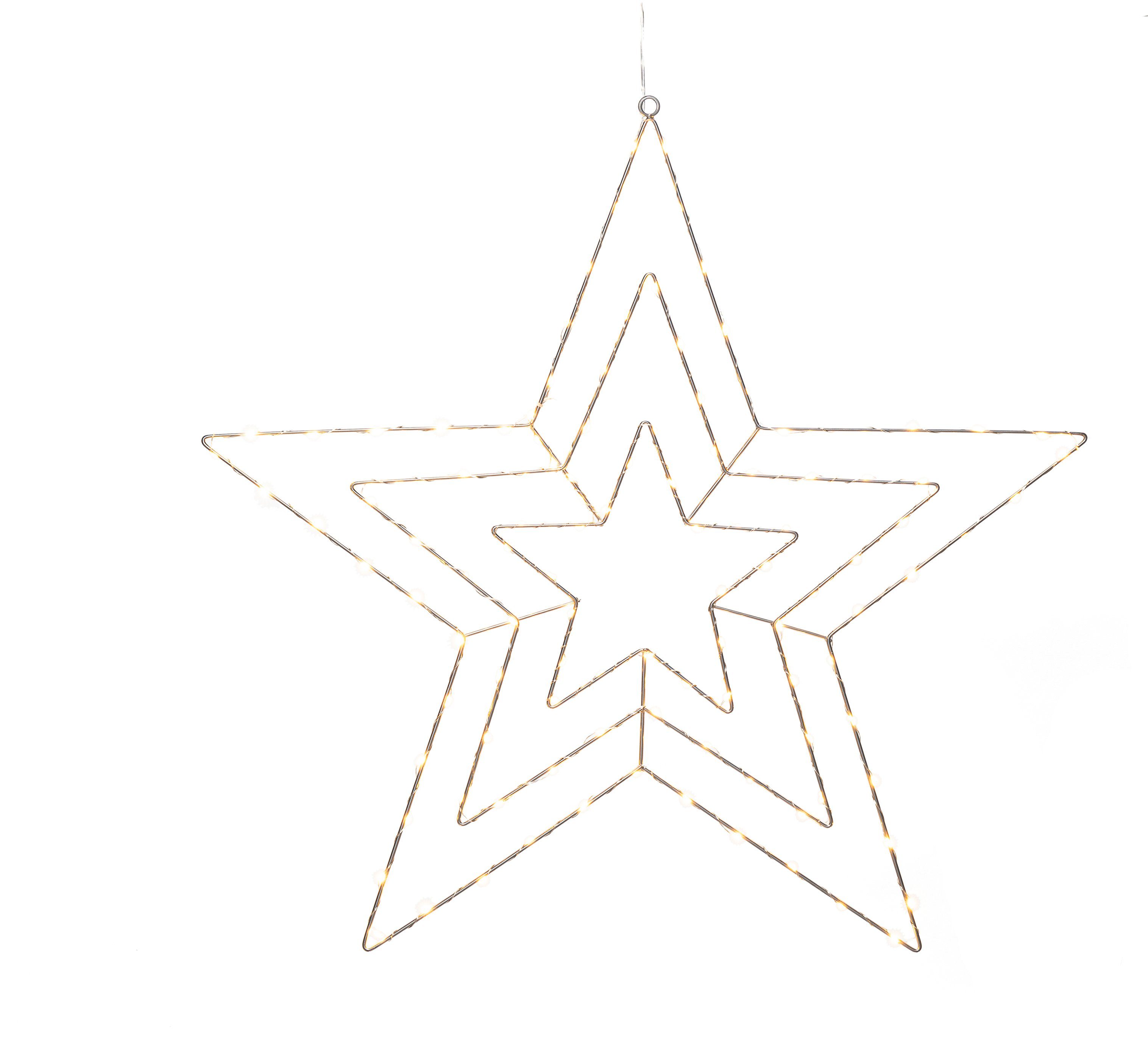 KONSTSMIDE LED Stern Weihnachtsstern, Weihnachtsdeko, LED fest integriert, Micro LED Silberstern, Silber