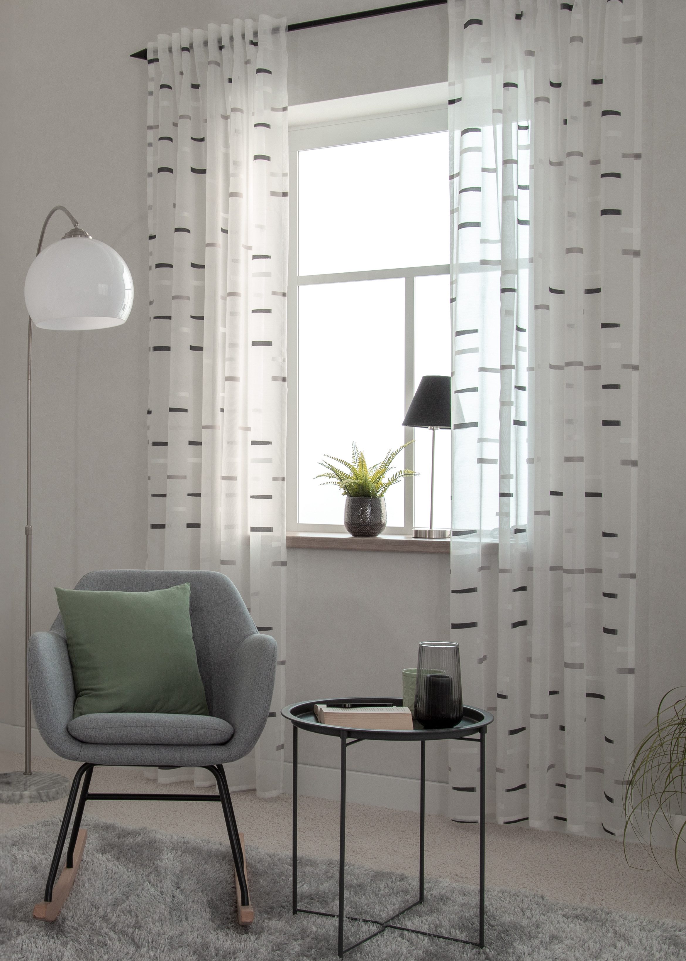 HOMING Gardine Justin (1 St), verdeckte Schlaufen, halbtransparent, Fertigschal