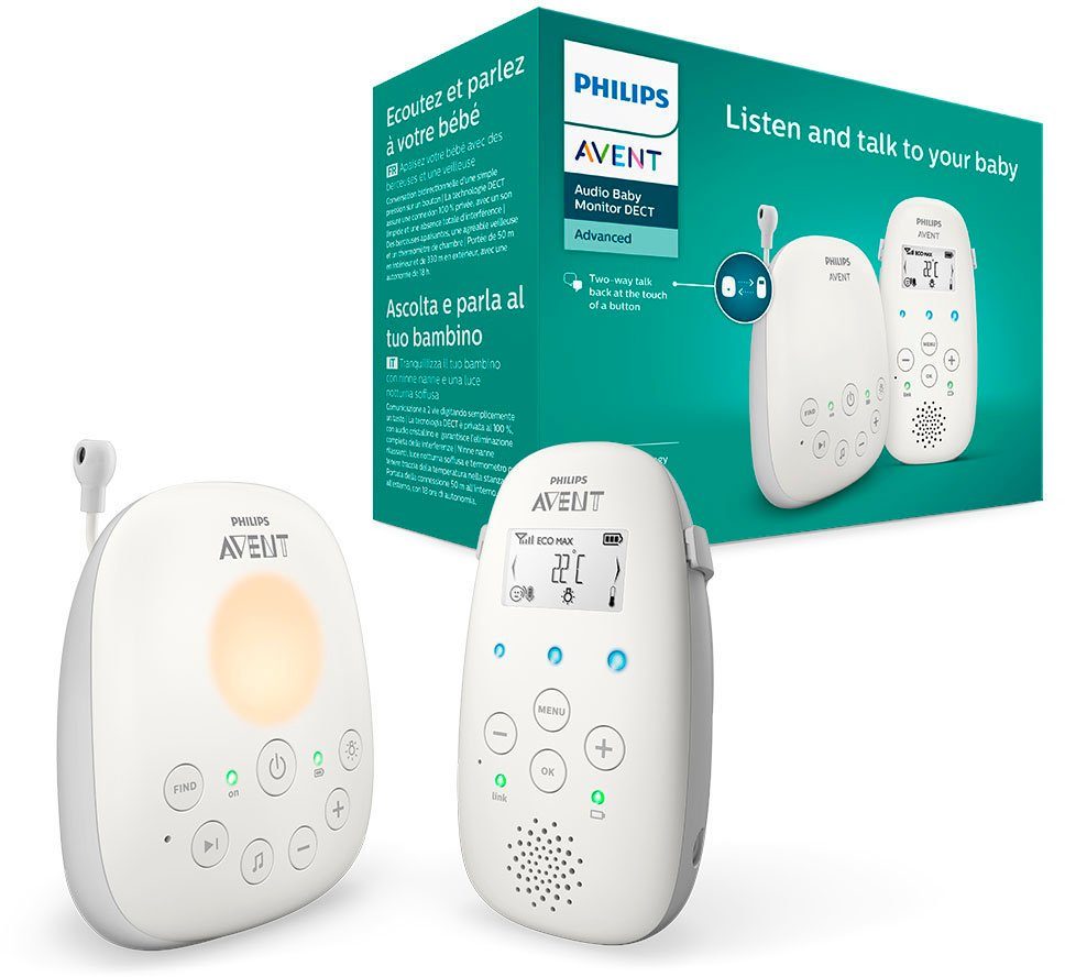 Philips AVENT Babyphone SCD713/26, Gegensprechfunktion mit Nachtlicht und