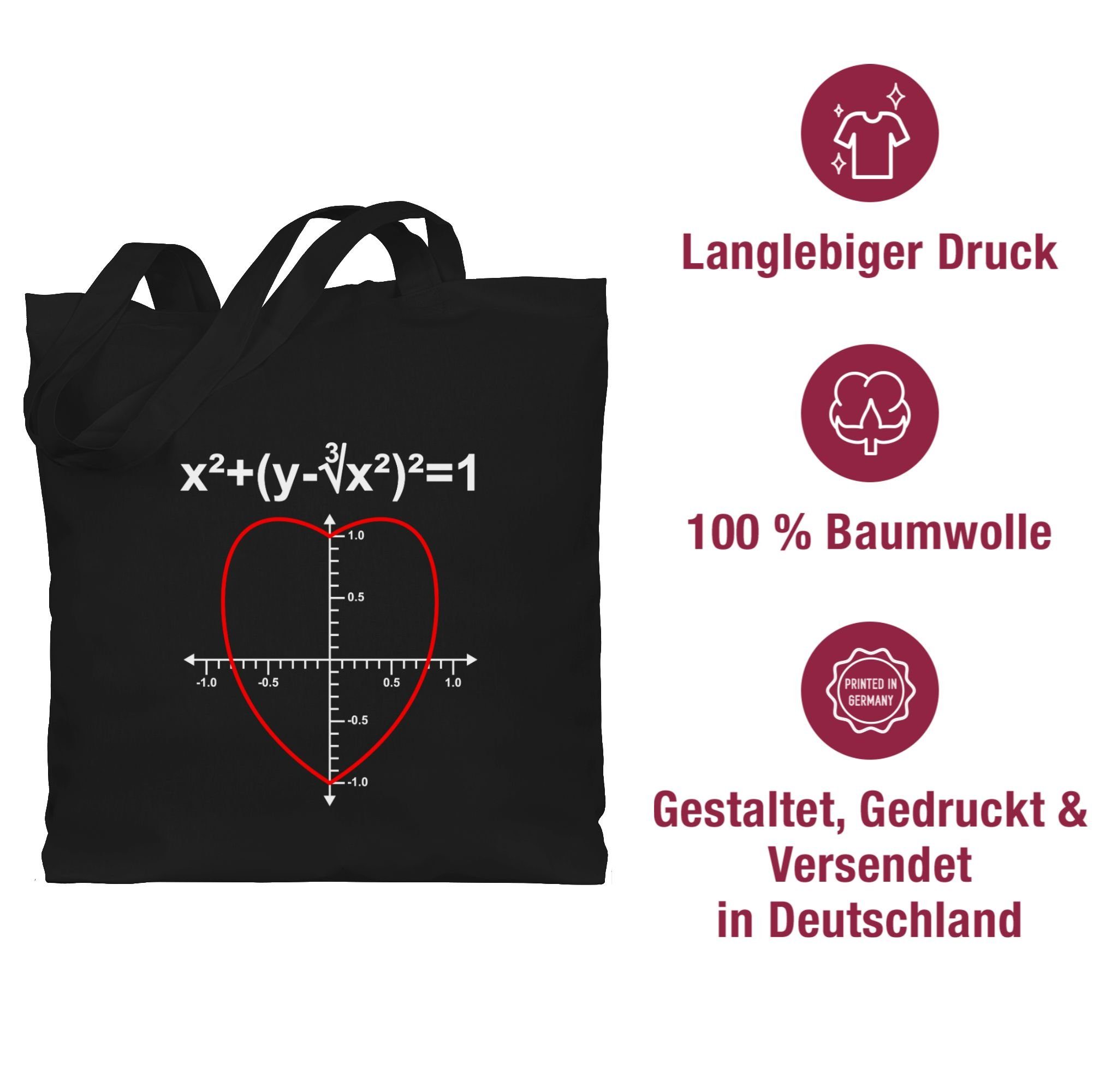 Herz, Valentinstag Liebe Schwarz Umhängetasche Mathe Partner Shirtracer 1