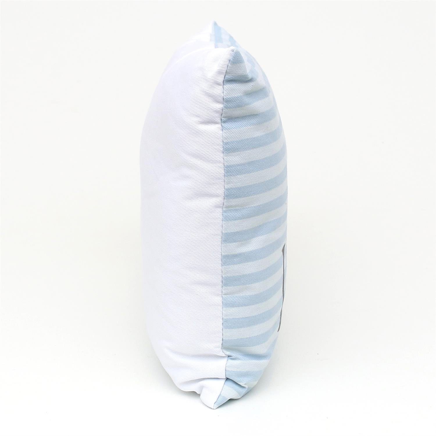 Dekohelden24 Dekokissen Meer Kissen mit Bezug aus 100% Baumwolle, L / B / H: 40 x 13 x 23 cm.
