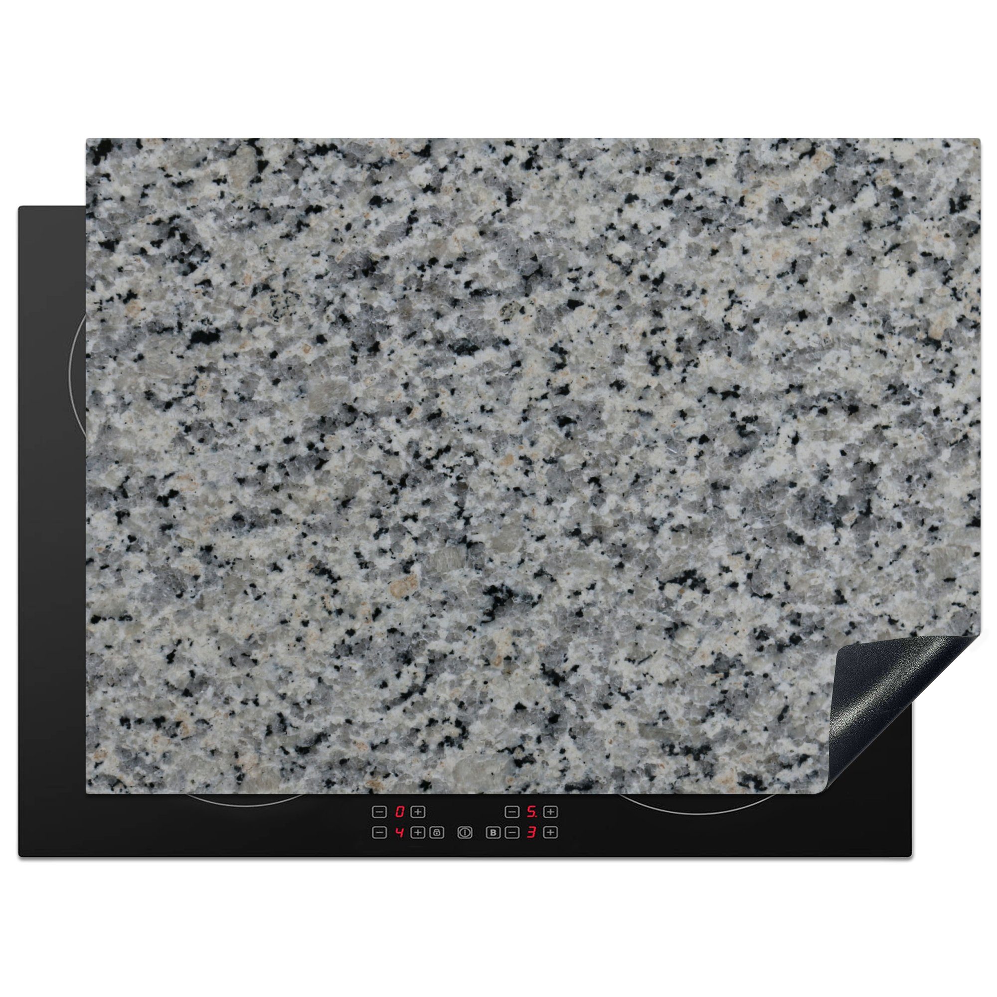 MuchoWow Herdblende-/Abdeckplatte Granit - Stein - Schwarz - Grau, Vinyl, (1 tlg), 70x52 cm, Mobile Arbeitsfläche nutzbar, Ceranfeldabdeckung