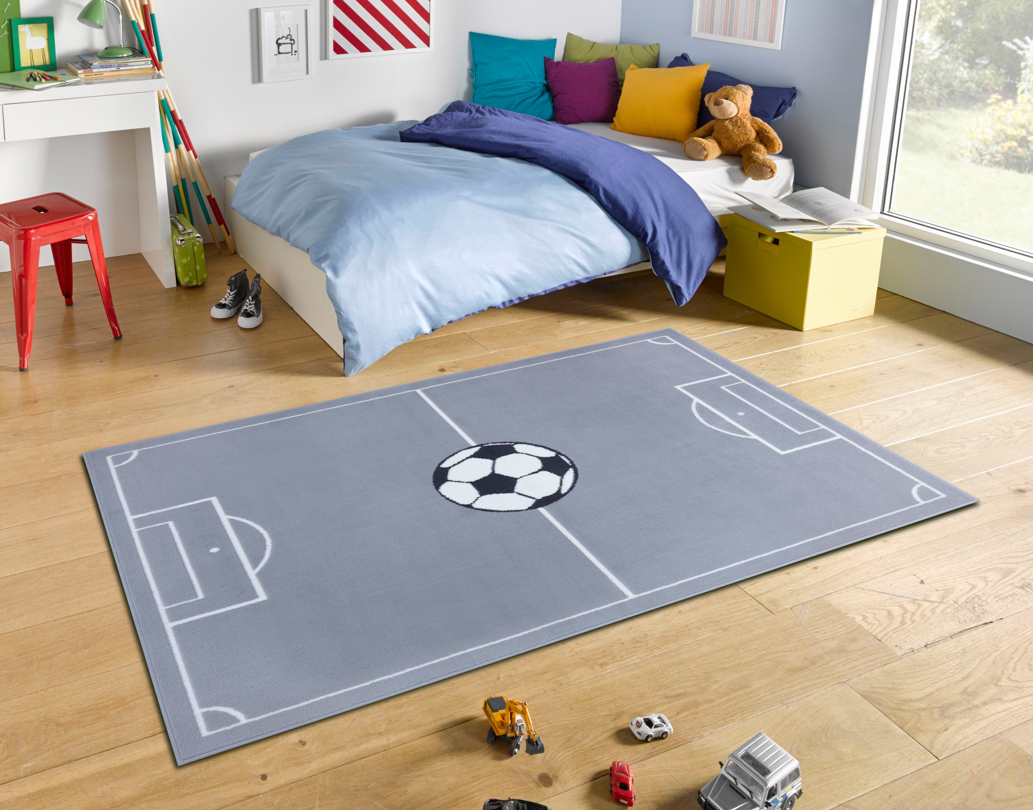 HANSE Home Teppich Estadio, rechteckig, Höhe: 8 mm, Kinderteppich, Spielteppich, Spielunterlage, Fußball, Kinderzimmer