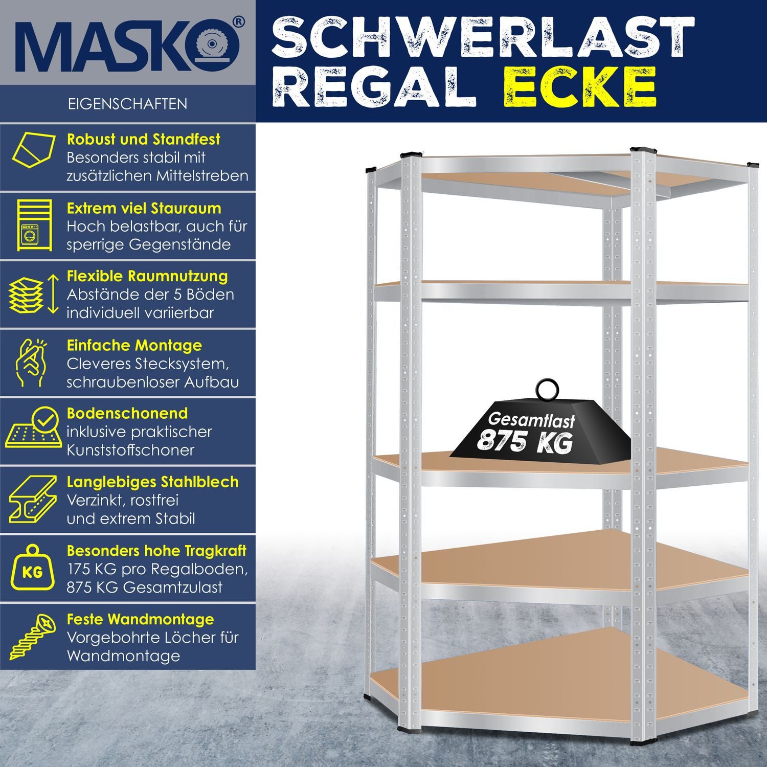 MASKO Schwerlastregal, Eckregal Lagerregal Schwerlastregal, Kellerregal, günstig online kaufen