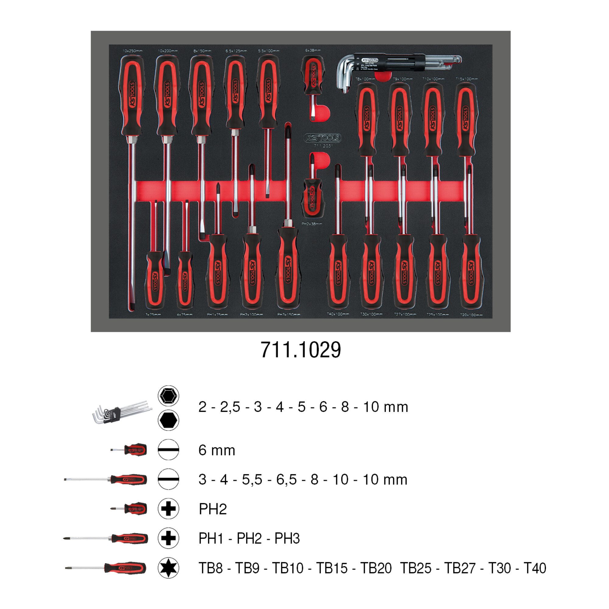 KS Tools Werkstattwagen KS Tools SCS Schraubendreher-Satz, 29-teilig in 1/1 Systemeinlage