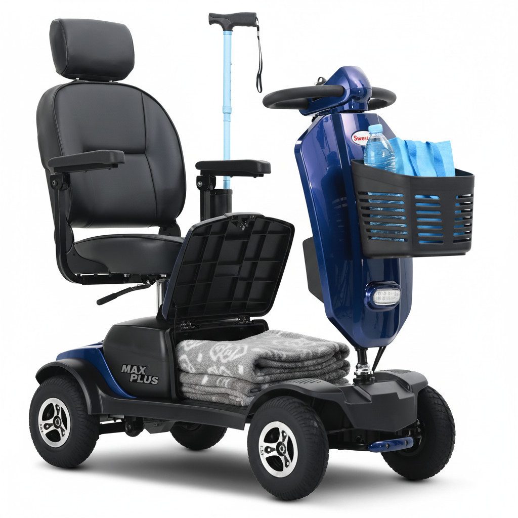 kowdom Elektromobil für Senioren 300W 25km Reichweite 360° Sitz führerscheinfrei, 300 W, 360° drehbarer Sitz, verstellbare Armlehnen/Höhe, Hinterraddämpfer