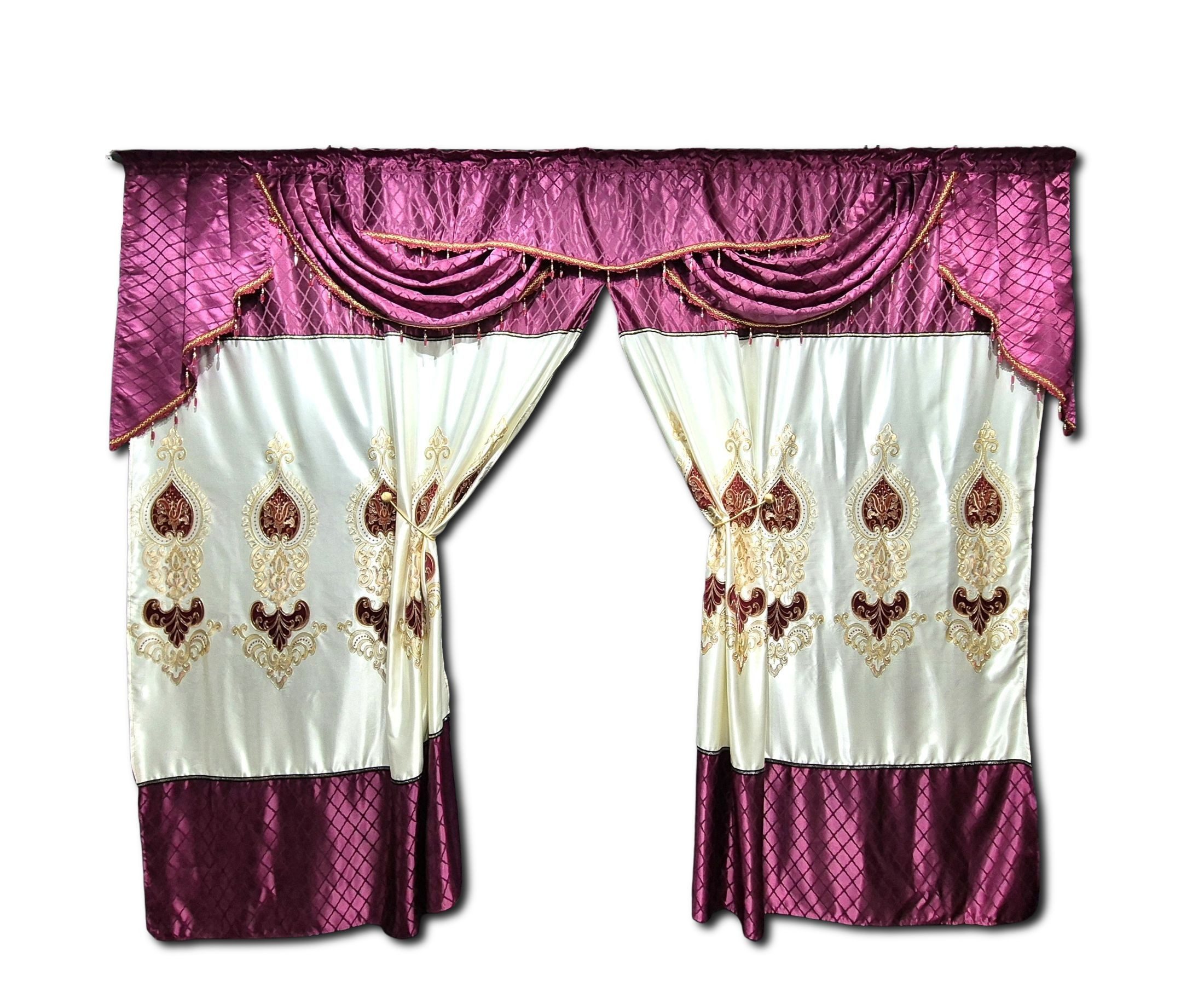 Gardinen by Justyna Verdunkelungsvorhang Barock Gardine Bordeaux mit Muster, Kräuselband, verdunkelnd, Polyester, Verdunkelung,Kräuselband,Verdunkelt,Barock Stil,Orientalisch Perde