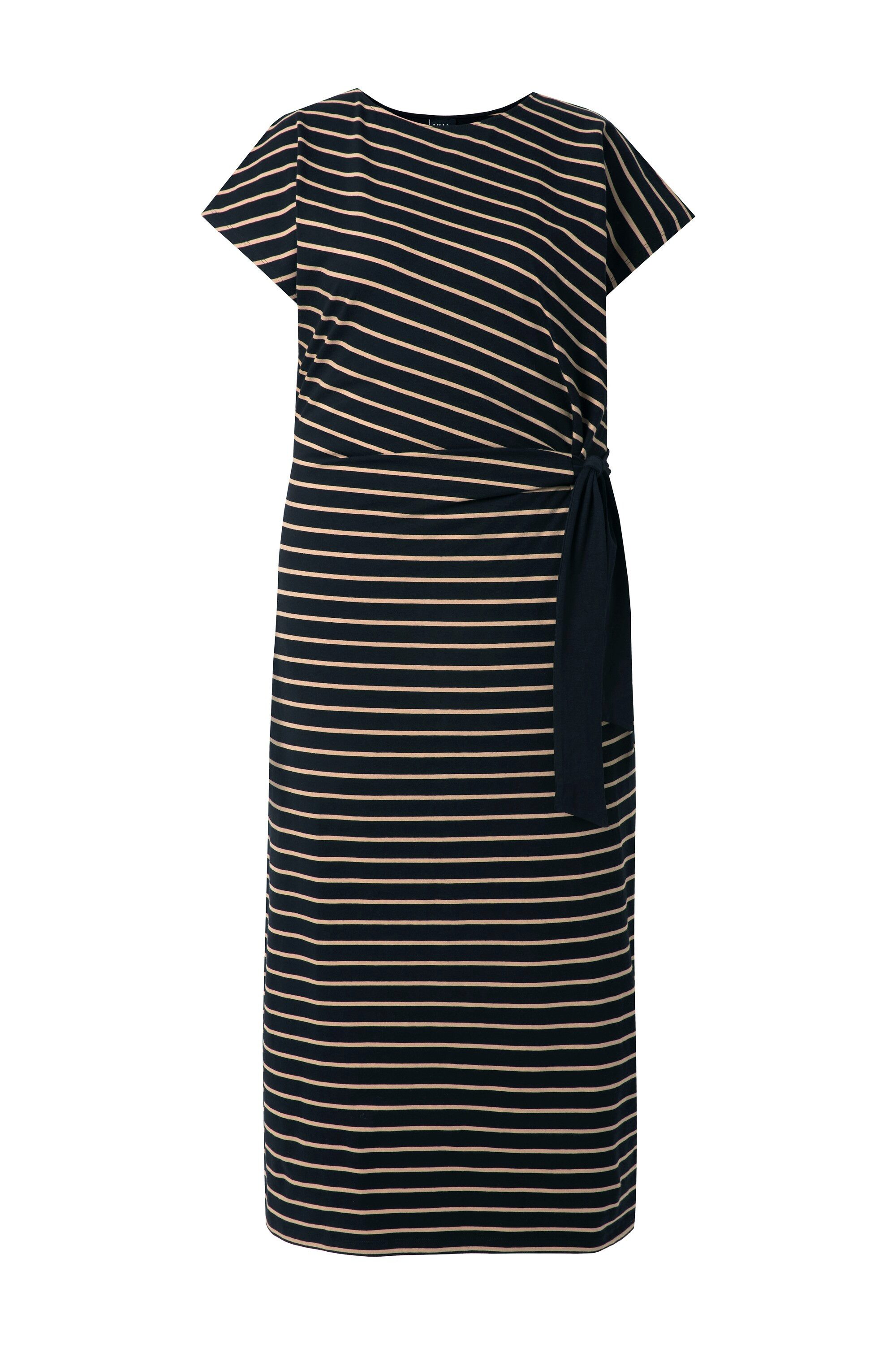 Ulla Popken Maxikleid Maxikleid Ringel Slim Rundhals Halbarm