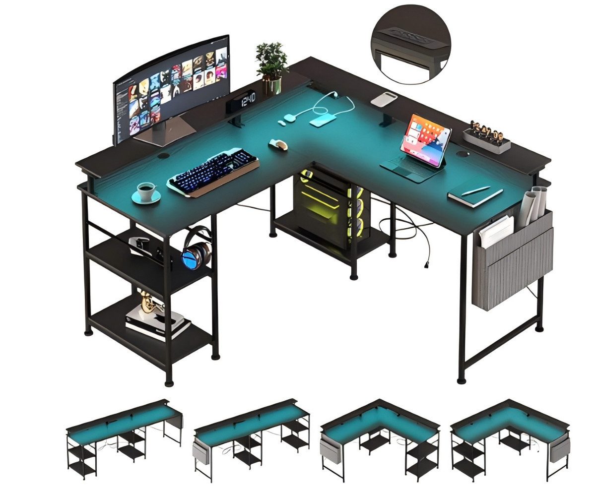BBWL Computertisch L-förmiger Gaming-Schreibtisch mit LED, günstig online kaufen