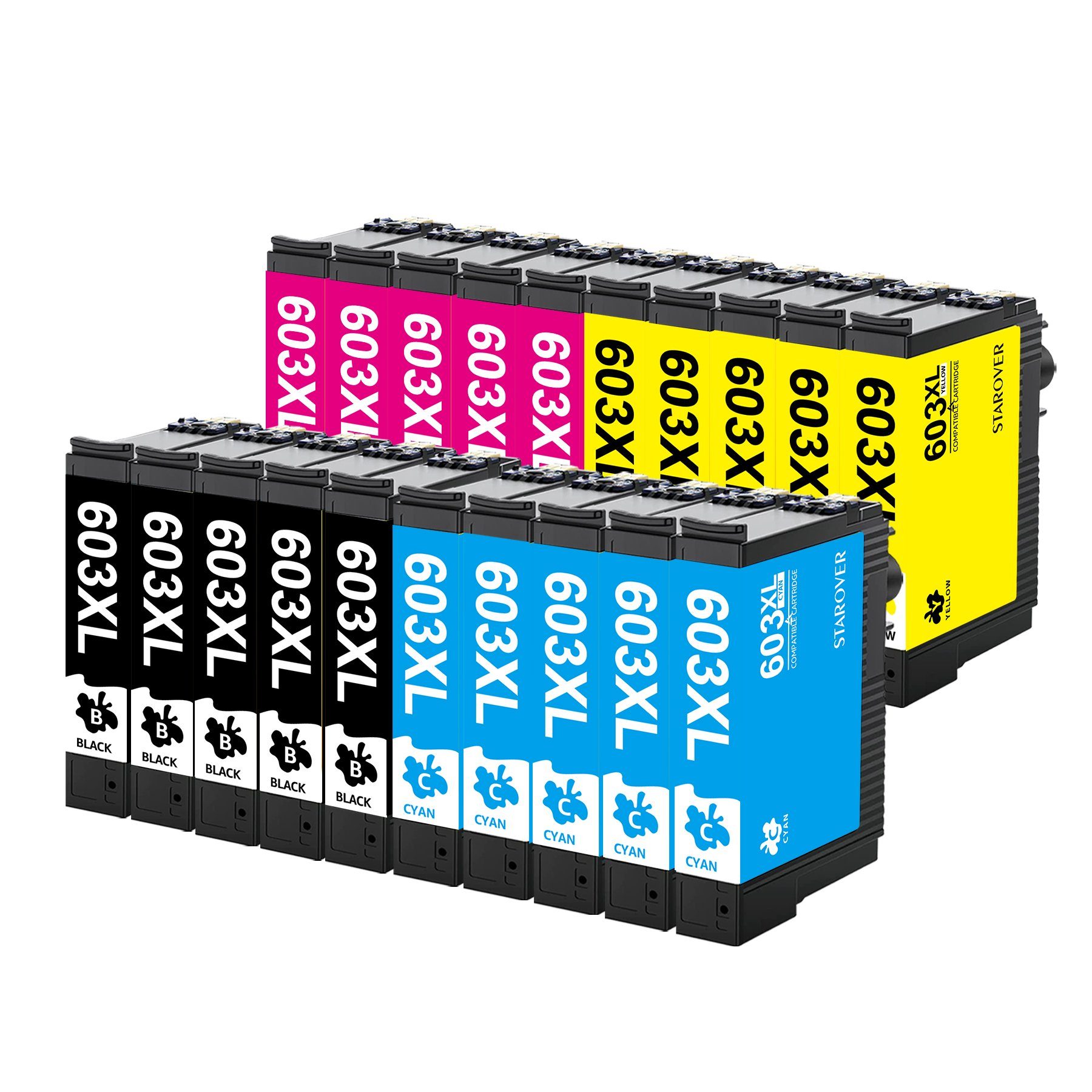 STAROVER für EPSON 603XL 603 XL Multipack WF-2810 WF-2830 Tintenpatrone (XP 2100 XP 2105 XP 2150 XP 2155 XP 3100 XP 3105 XP 3150 XP 3155 XP 4100 XP 4105 XP 4150 XP 4155) 5x Schwarz, 5x Cyan, 5x Magenta, 5x Gelb