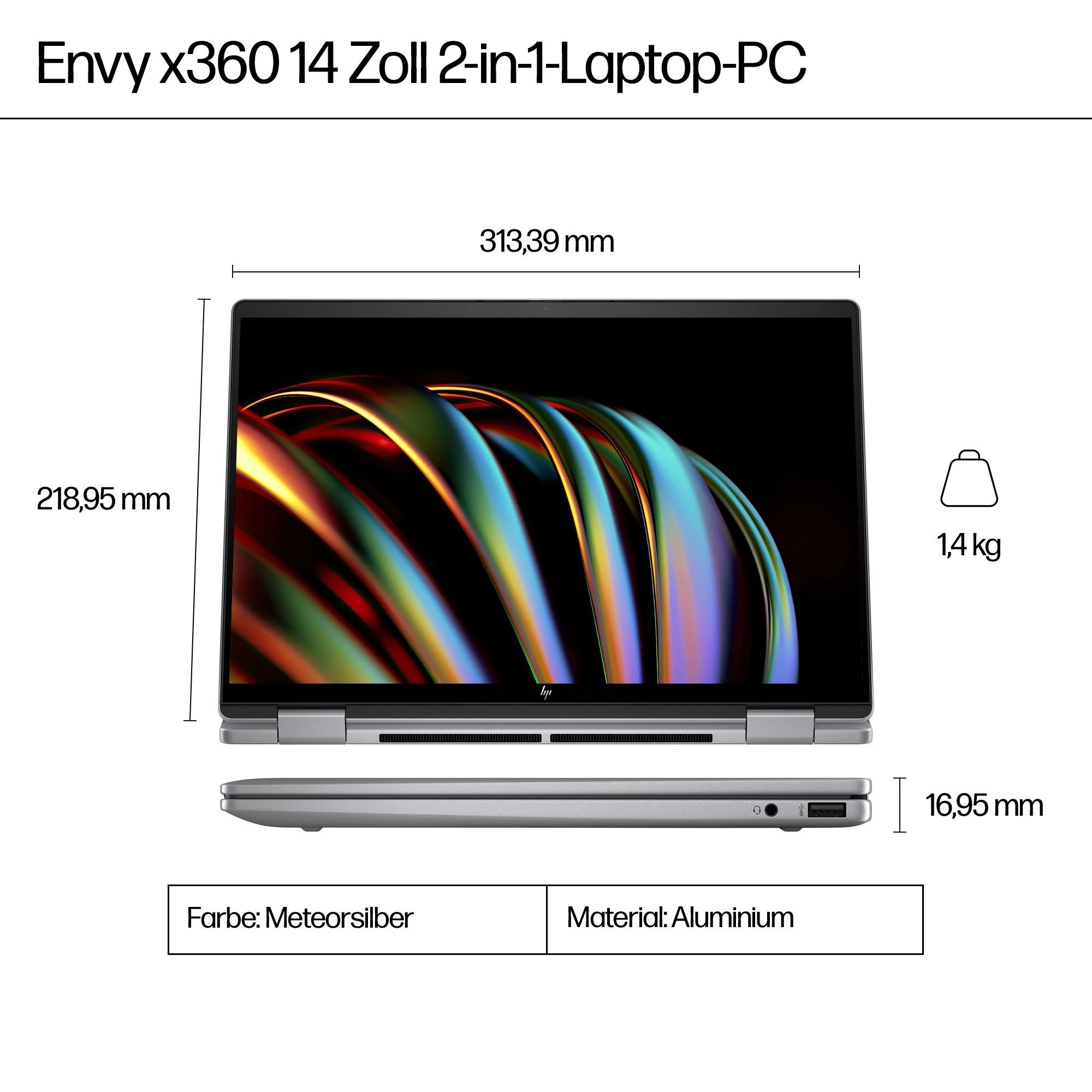 HP Envy 14-fc0255ng Convertible Notebook (35,6 cm/14 Zoll, Intel Core Ultra 5 125U, Intel Graphics, 512 GB SSD)