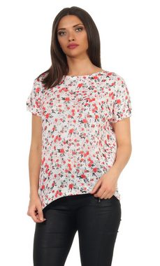 Mississhop Print-Shirt Damen weißes Shirt mit Blumen Tshirt Bluse 320