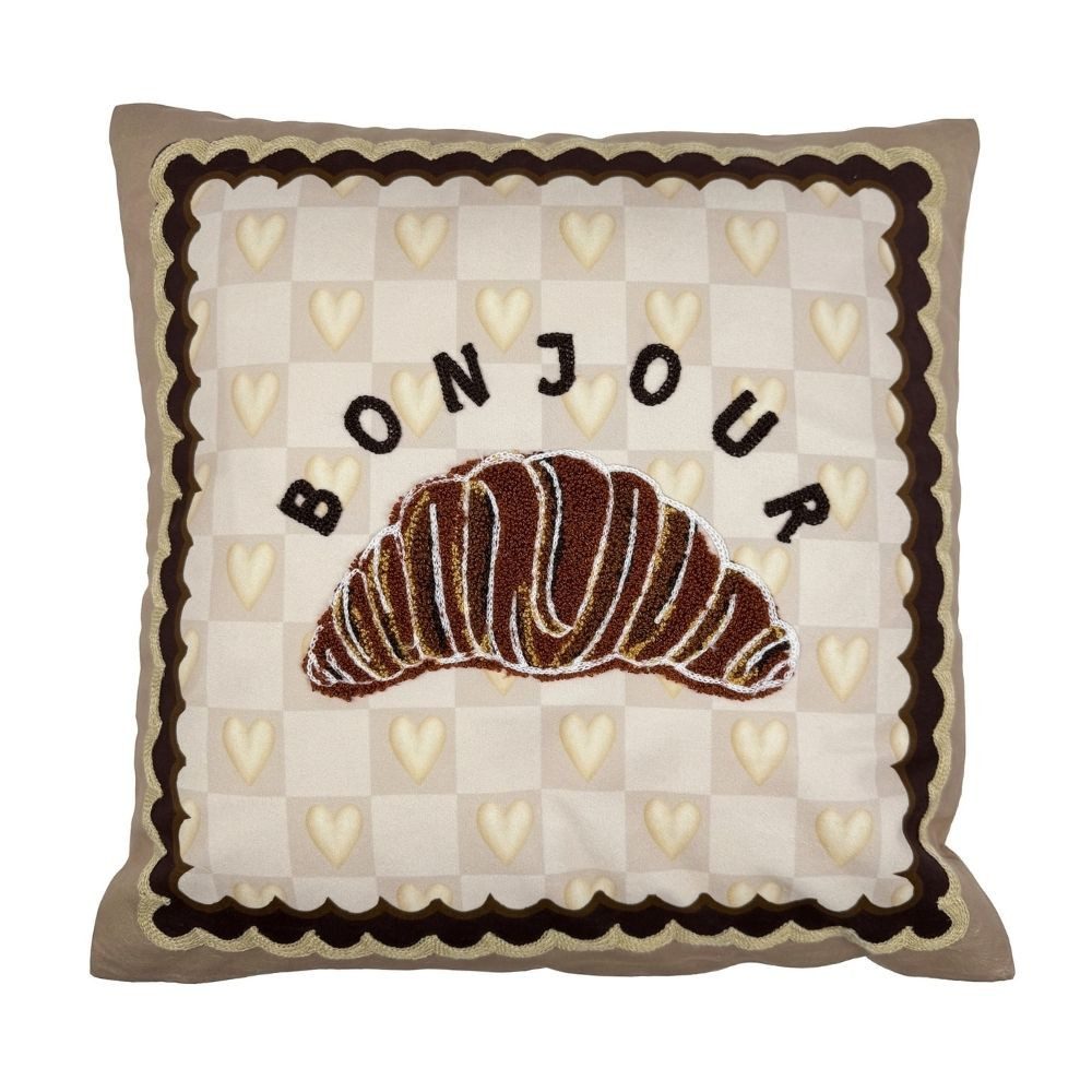 Kersten BV Dekokissen Kissen "Croissant - Bonjour" Braun