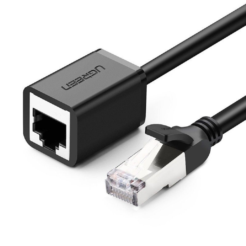 UGREEN Verlängerungskabel Ethernet RJ45 Cat 6 FTP 1000Mbps Adapter Intetnet  Kabel schwarz LAN-Kabel, (200 cm)
