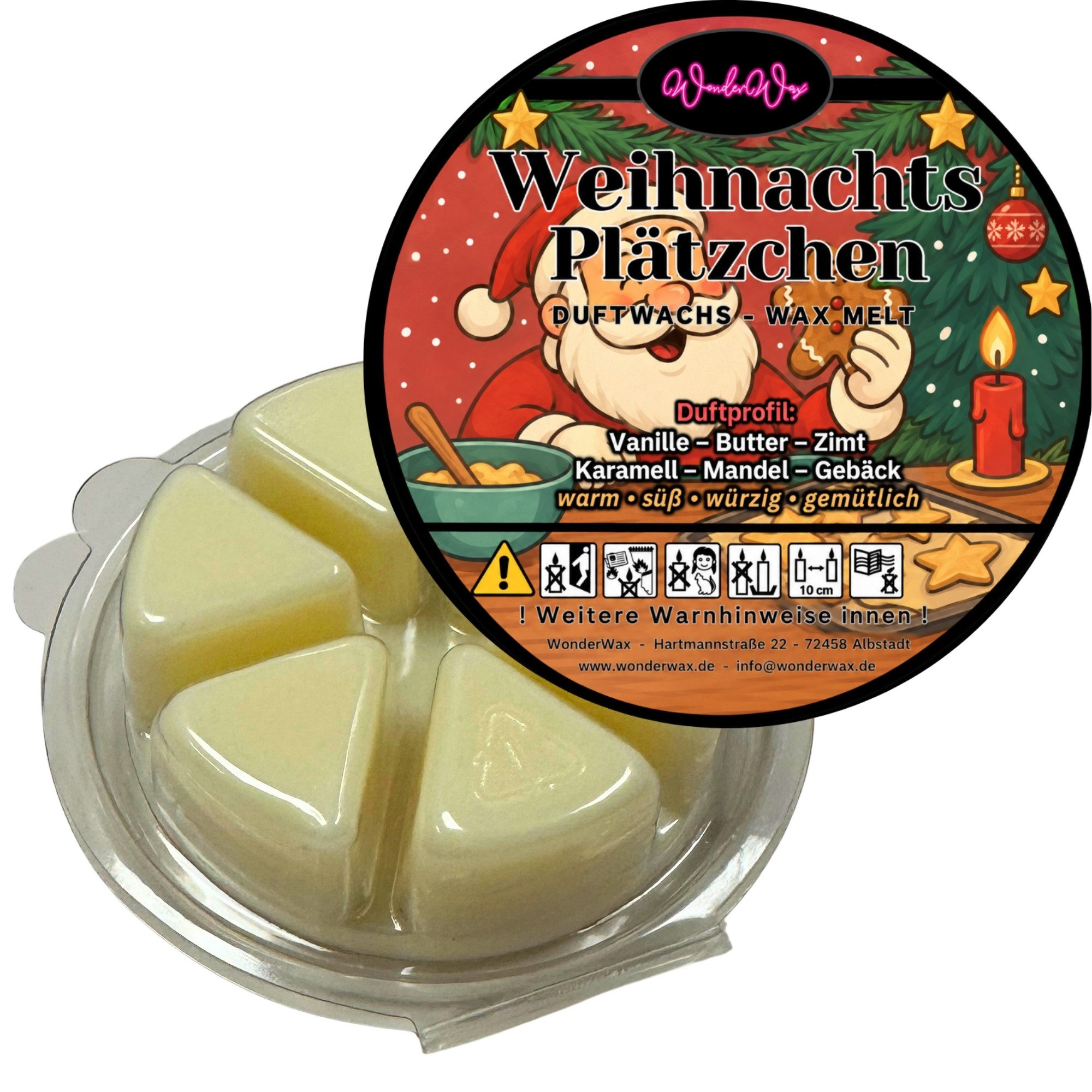 WonderWax Duftwachs WonderWax® Duftwachs Weihnachten 6 Ecken, (Weihnachtsplätzchen), Duftrichtung: Weihnachtspudding