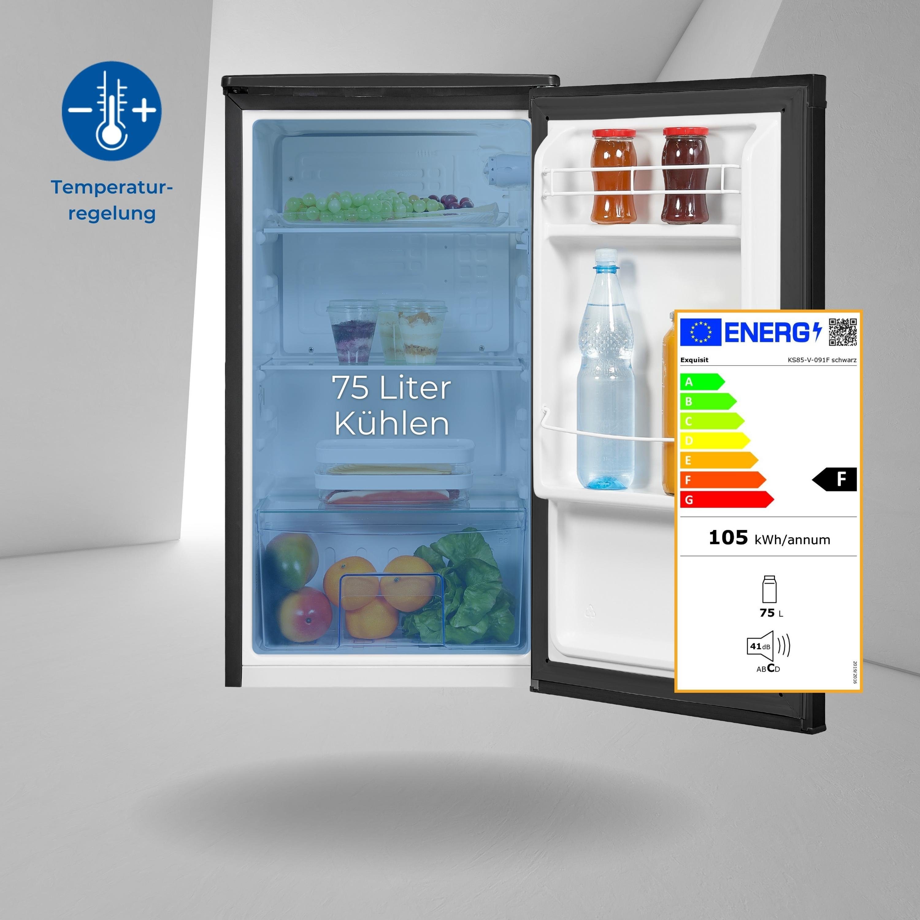 exquisit Kühlschrank KS85-V-091F, 84.5 cm hoch, 45 cm breit, kompakt und  leistungsstark, ideal für den kleinen Haushalt