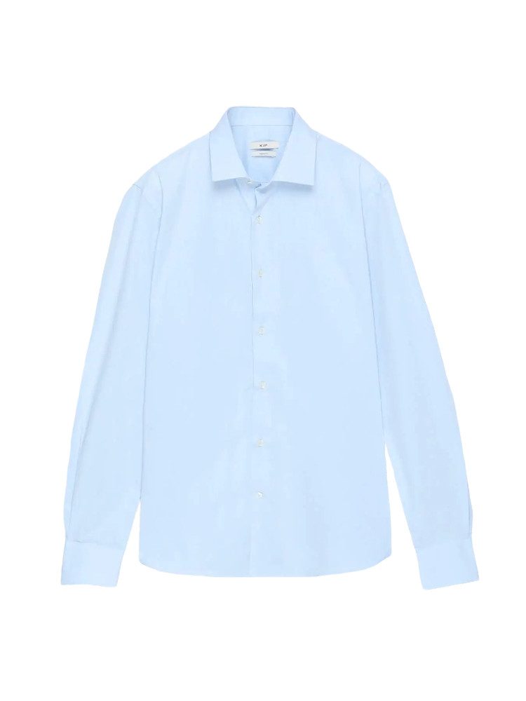 KİP Hemdbluse Mittelblaues Regular Fit Baumwollhemd