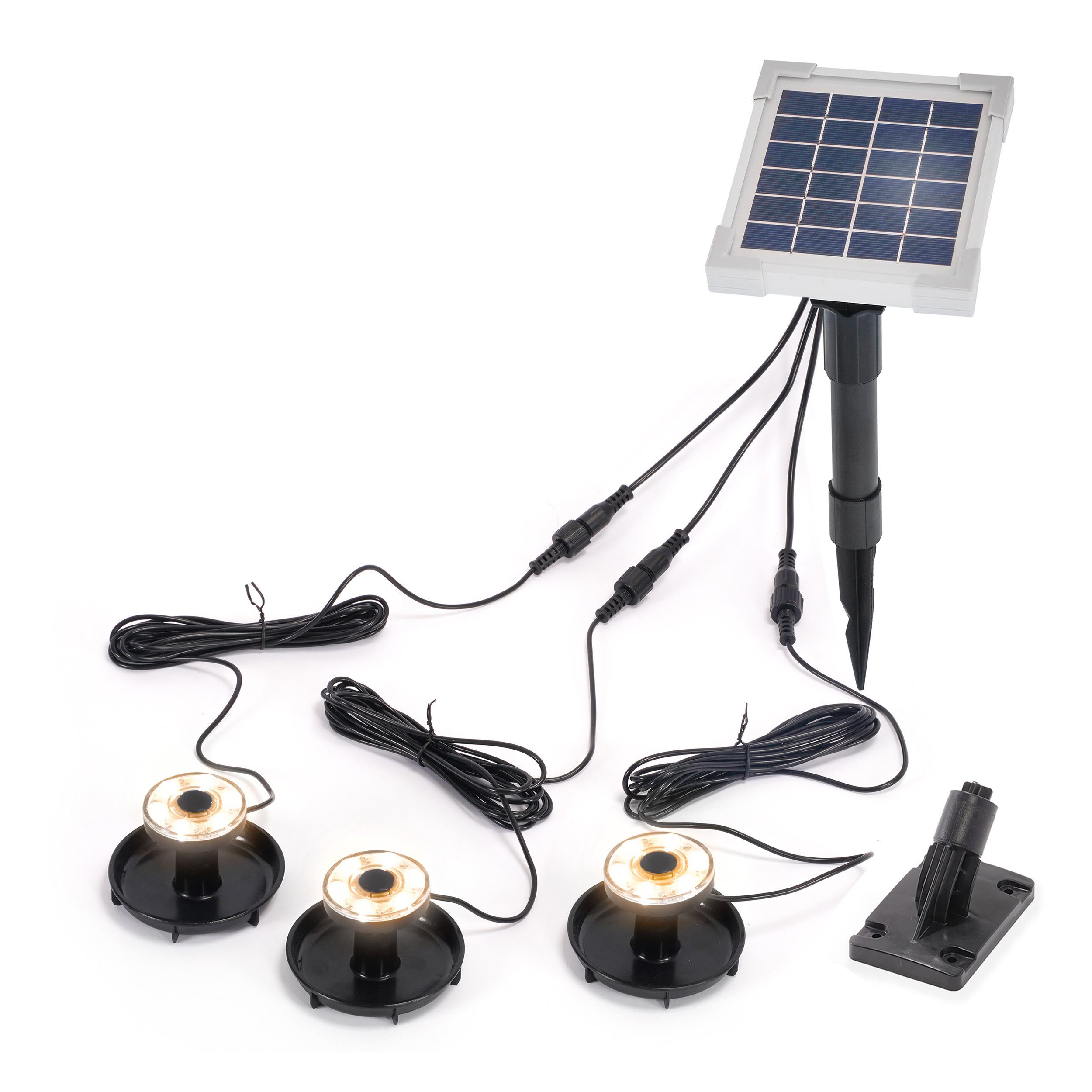 esotec Gartenstrahler Solar Über- und Unterwasserstrahler, 3 Spots 3000K warmweiß 101401, LED fest integriert