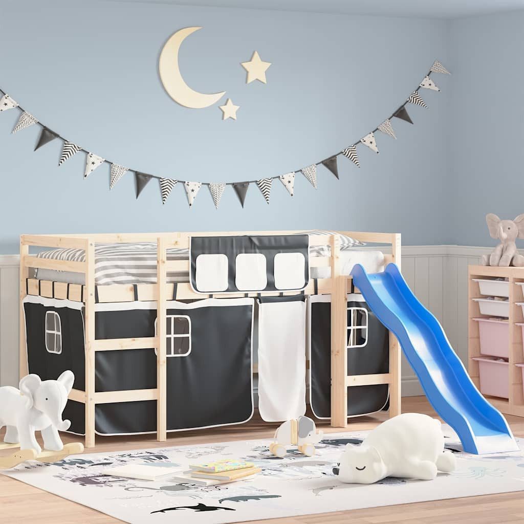 vidaXL Betthimmel Vorhänge für Hochbett Weiß und Schwarz Polyester