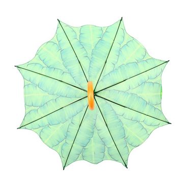 esschert design Stockregenschirm, Regenschirm Bananenblätter, Holz-Optik Griff