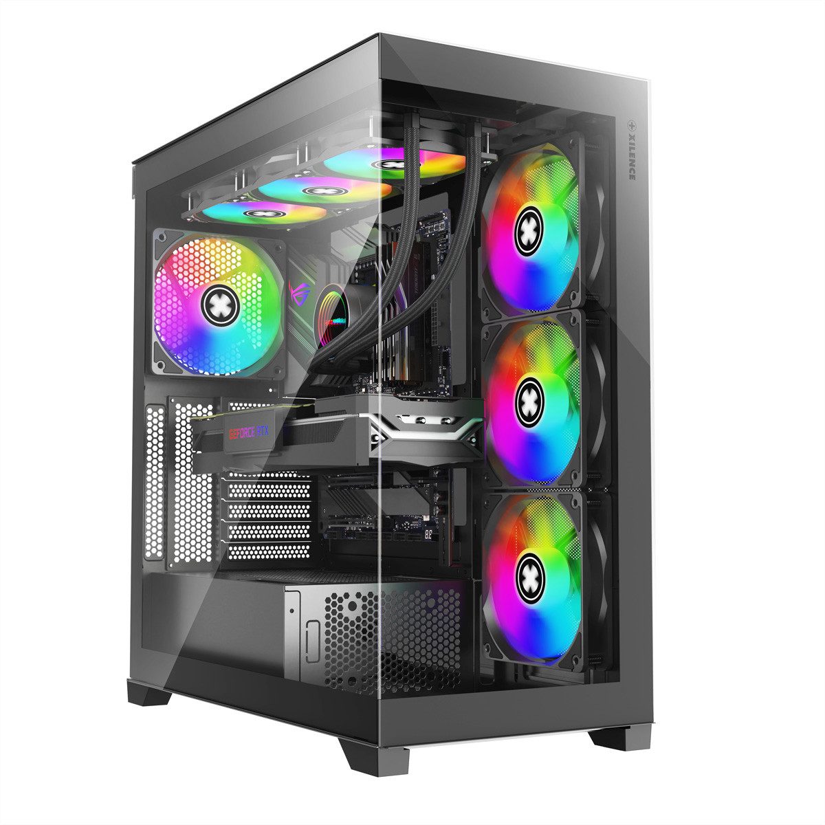 Xilence PC-Gehäuse Xilent Gleam X818.ARGB Gaming ATX PC Case black, RGB ATX Midi Tower