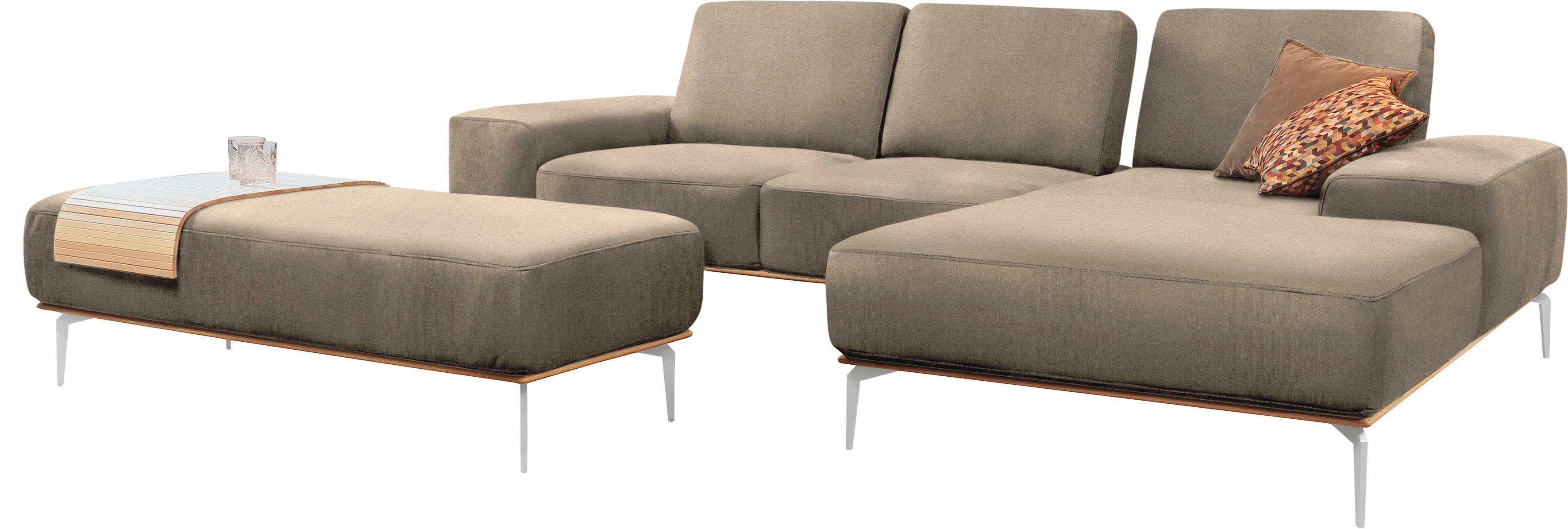 W.SCHILLIG Ecksofa run, Designsofa mit tollem Sitzkomfort, L-Form, mit elegantem Holzsockel, Füße in Chrom glänzend, Breite 279 cm