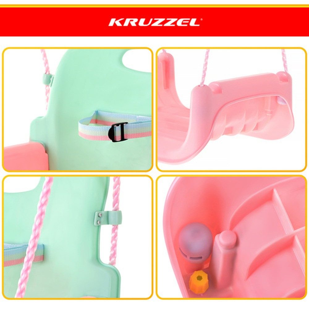 KRUZZEL Babyschaukelsitz Kinderschaukel 3-in-1 Gartenschaukel (Spar-Set, 1-tlg), Rückenlehne, Sicherheitsbügel und Gurt sorgen für stabilen Halt – Bild 3 von 5