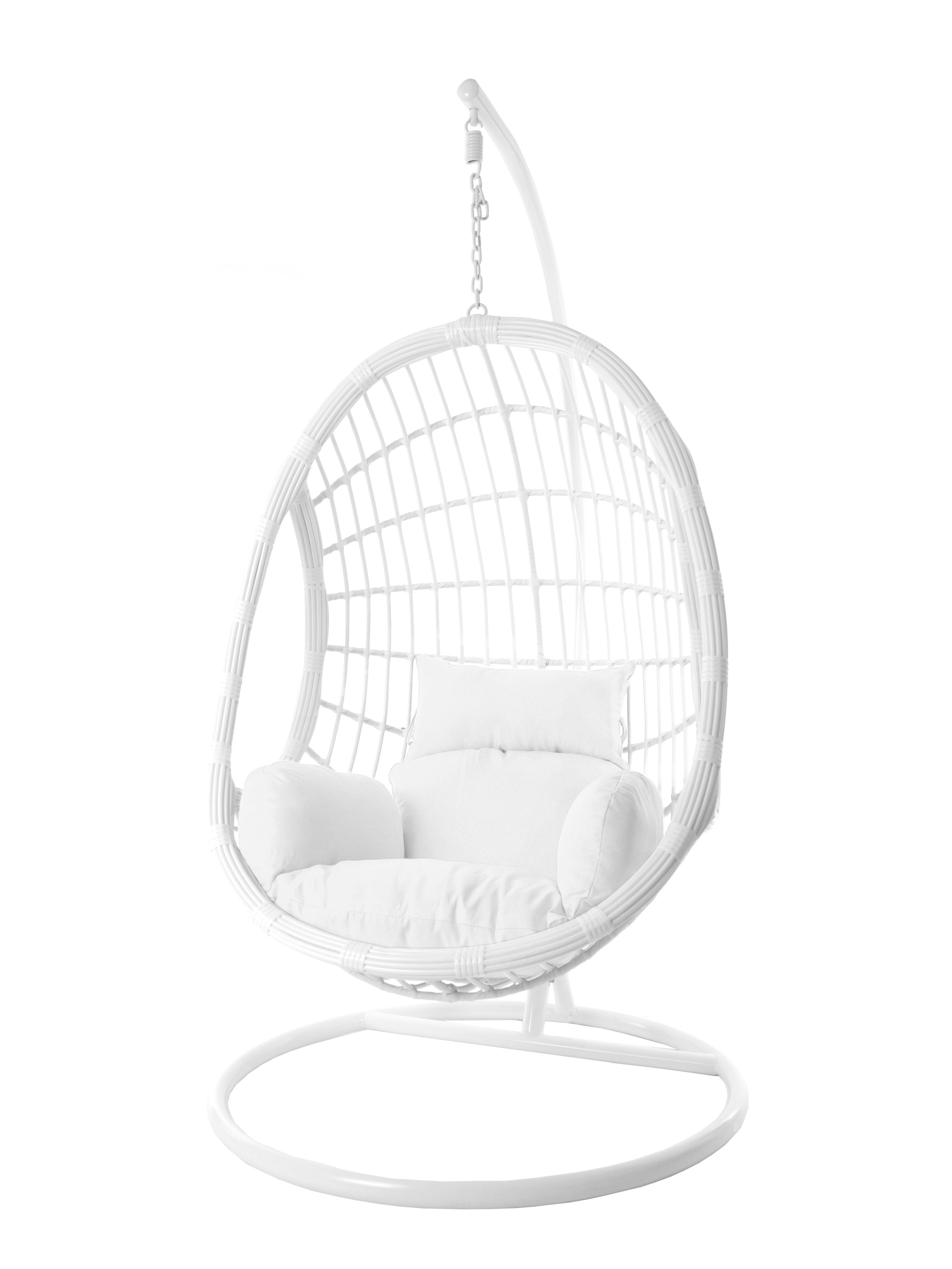 KIDEO Hängesessel Loungesessel weiß, in weiß, moderner und PALMANOVA Loungemöbel Hängesessel Swing Gestell Chair, mit Hängesessel Kissen