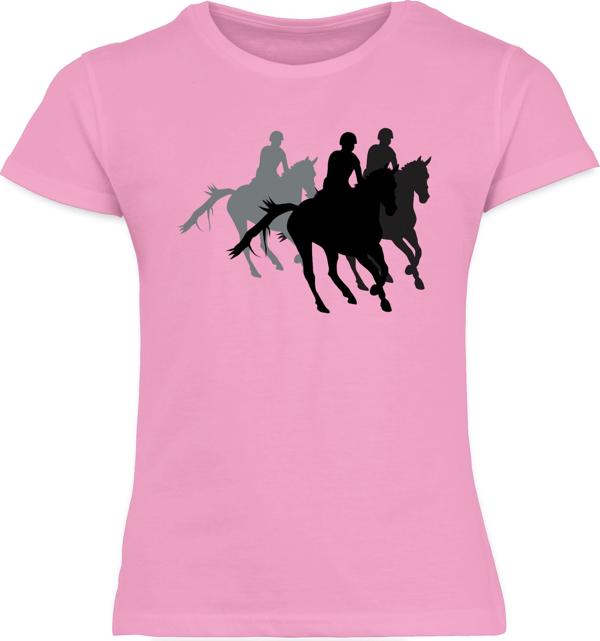 Freizeitreiten T-Shirt Pferd Reiten Rosa Shirtracer 2 Ausreiten