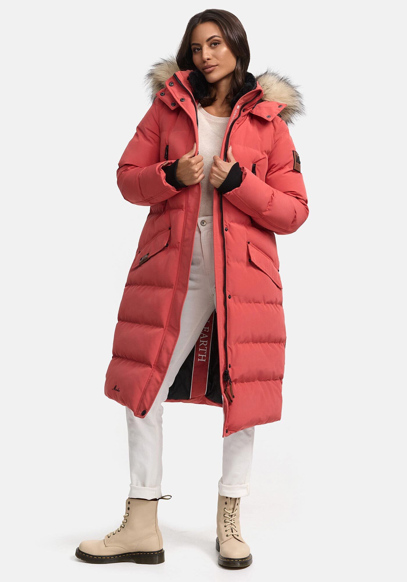 Marikoo Parka Schneesternchen langer Parka mit abnehmbarer Kapuze