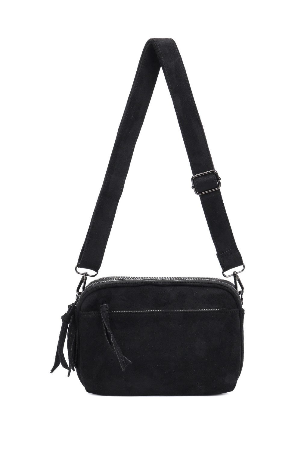 BRISE TASCHE Schultertasche Damen Crossbody Bag mit 3 Fächern, Vintage Velours Umhängetasche, Mehrere getrennte Fächer, Velours, Vintage-Optik, Leicht & kompakt