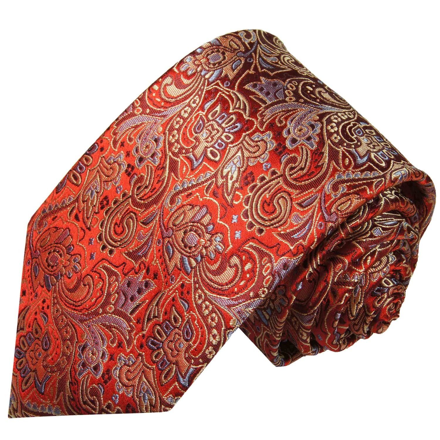 Paul Malone Krawatte Elegante Seidenkrawatte Herren Schlips paisley brokat 100% Seide Breit (8cm), rot 350