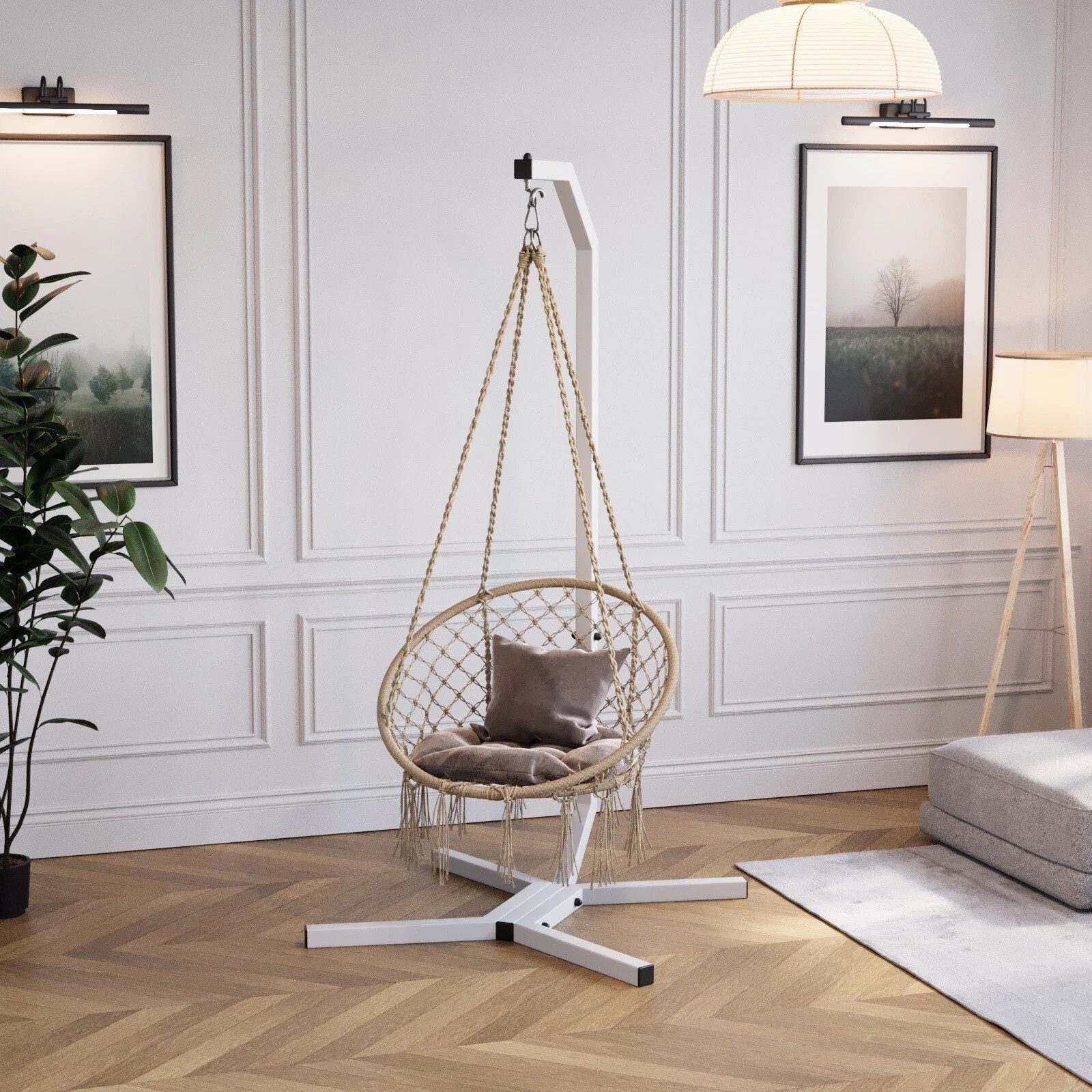 QLS Hängesessel GESTELL aus Stahl mit Haken 203 cm bis 100 kg, Stabil Outdoor pulverbeschichtet Luxus (ohne Hängesessel)